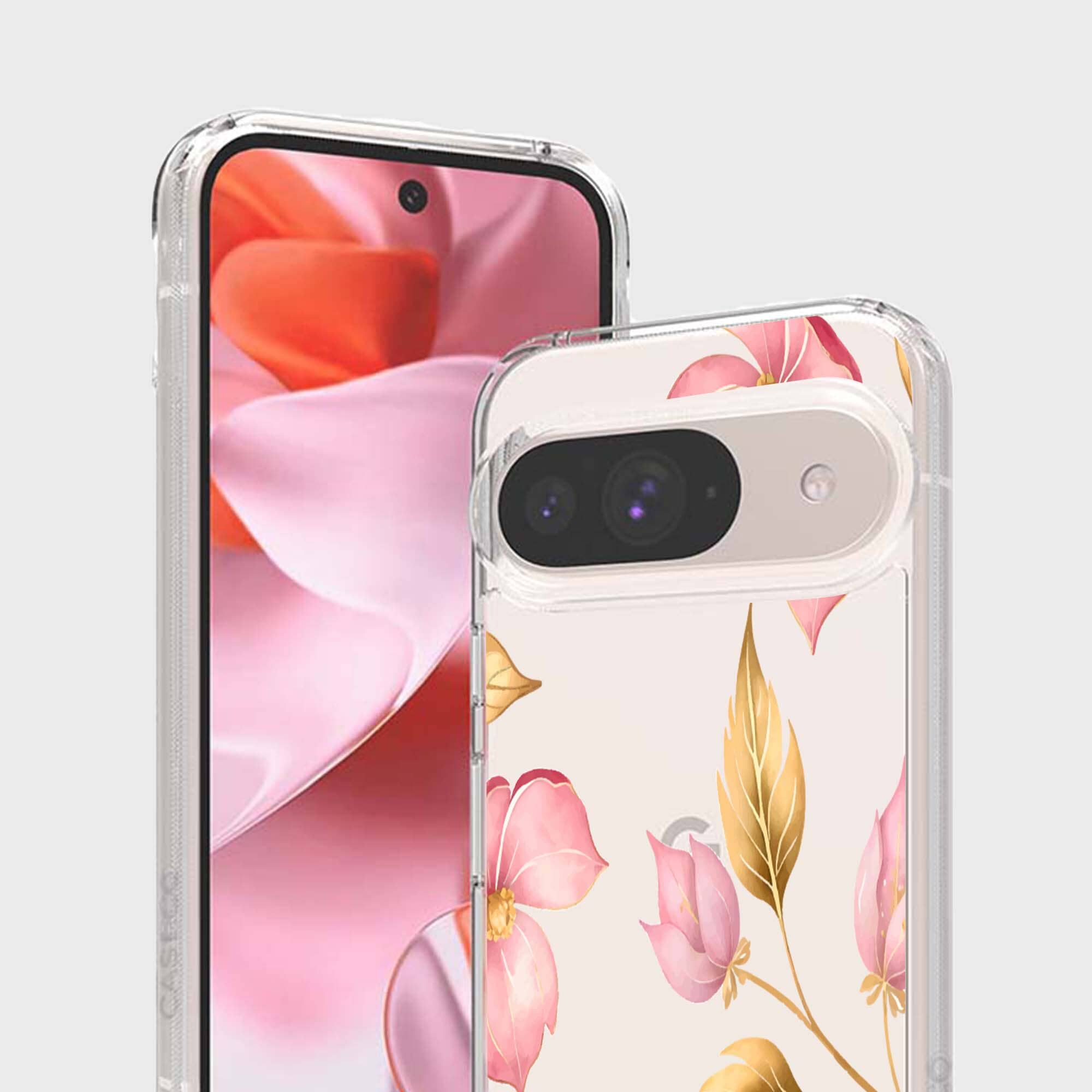 Google Pixel 9 Pink Wildflower Clear Case