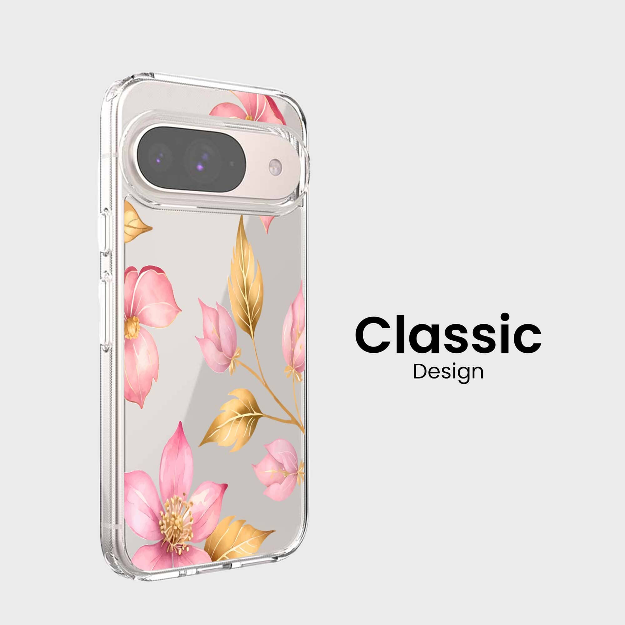 Google Pixel 9 Pink Wildflower Clear Case