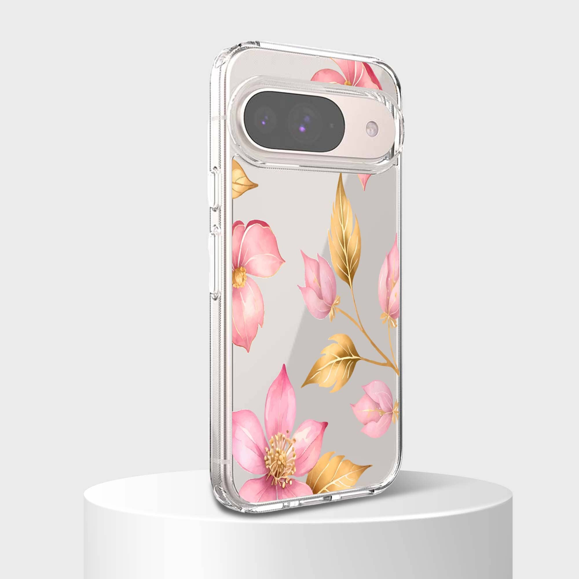 Google Pixel 9 Pink Wildflower Clear Case