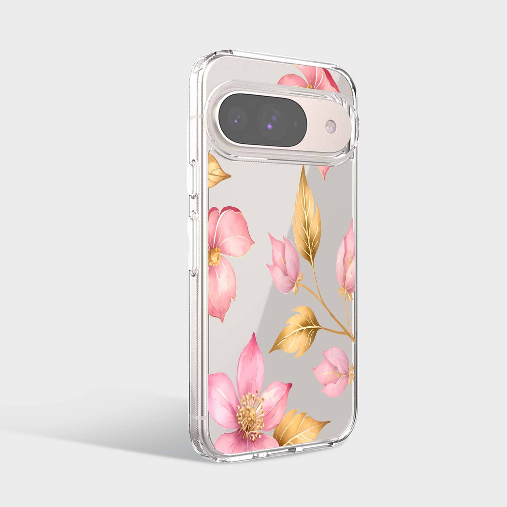 Google Pixel 9 Pink Wildflower Clear Case