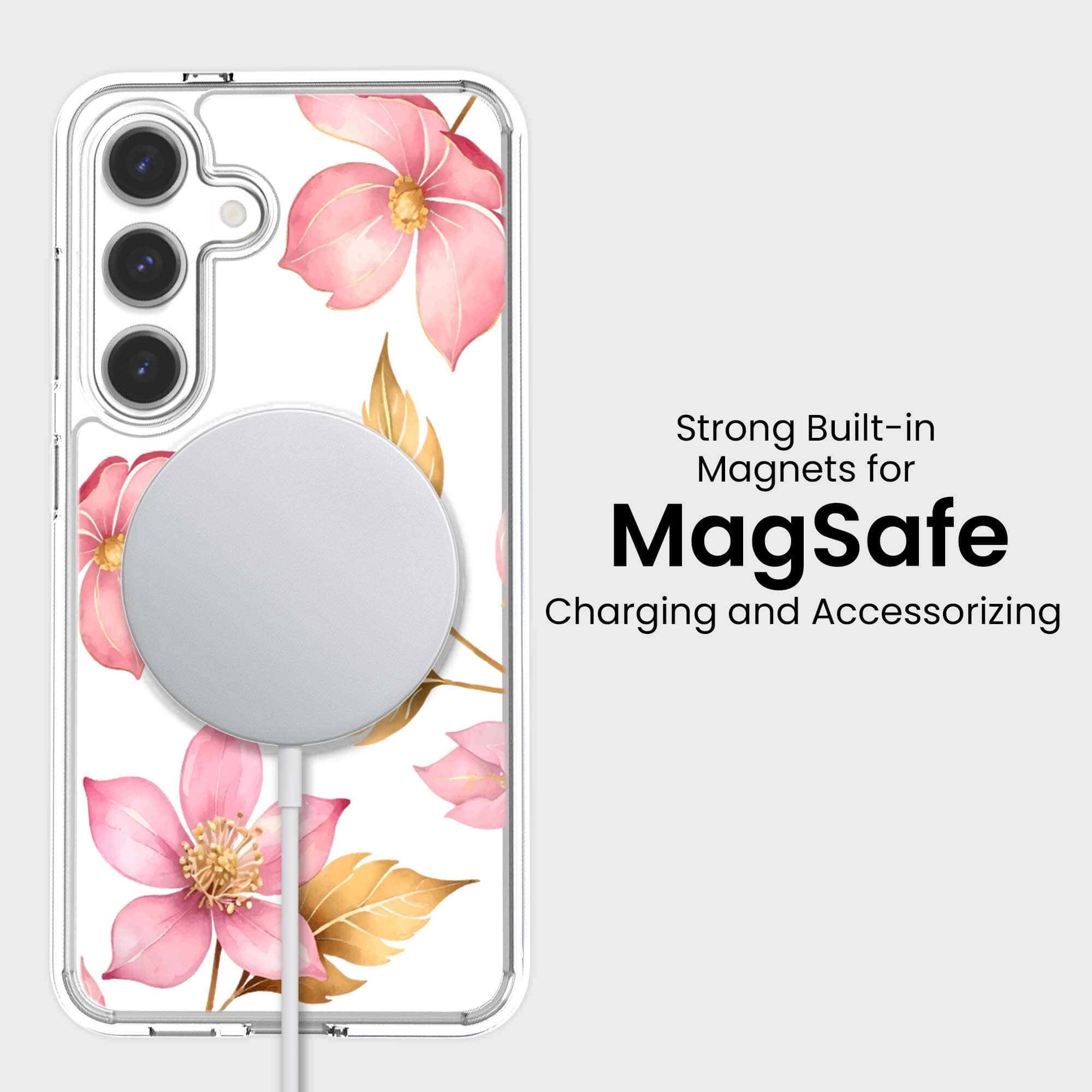 Samsung Galaxy S25 Pink Wildflower Clear Case