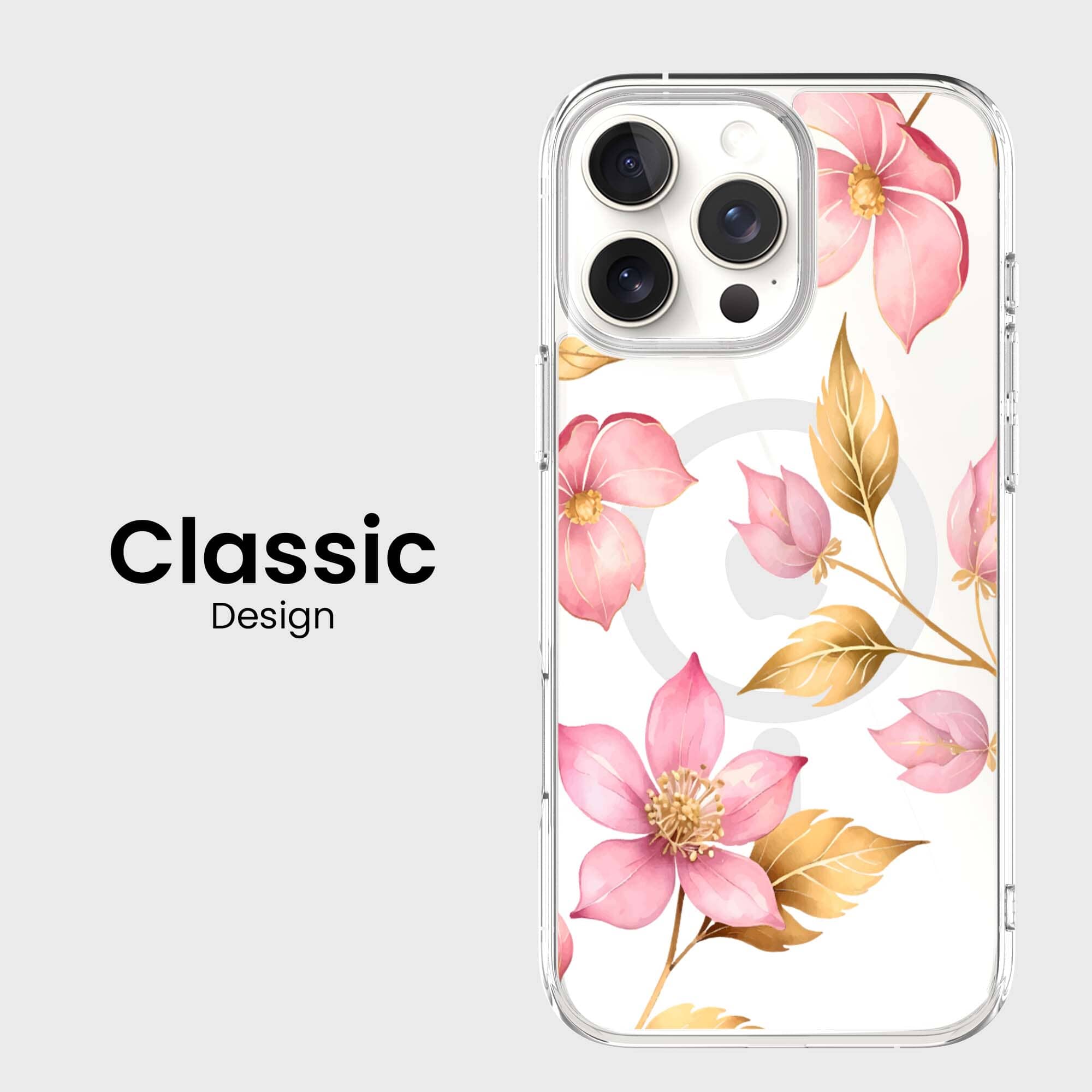 MagSafe iPhone 16 Pro Max Pink Wildflower Clear Case