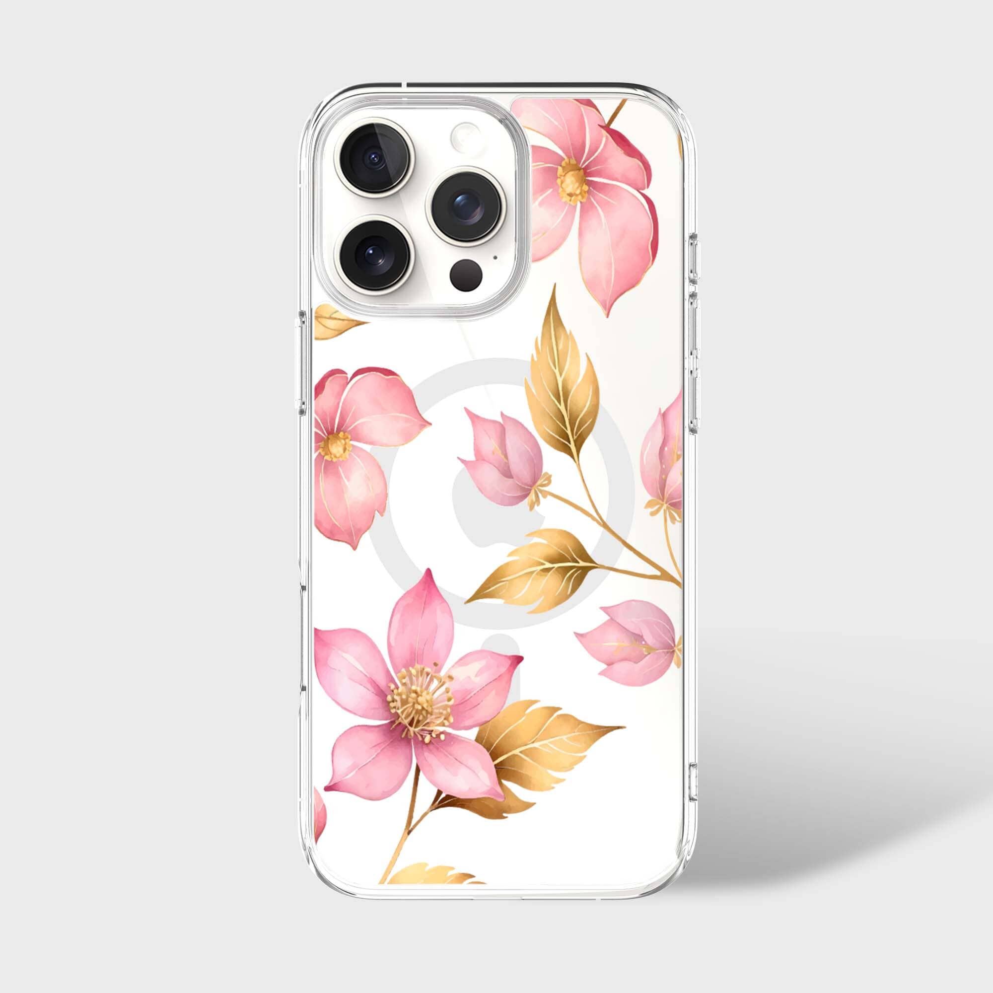 MagSafe iPhone 16 Pro Max Pink Wildflower Clear Case