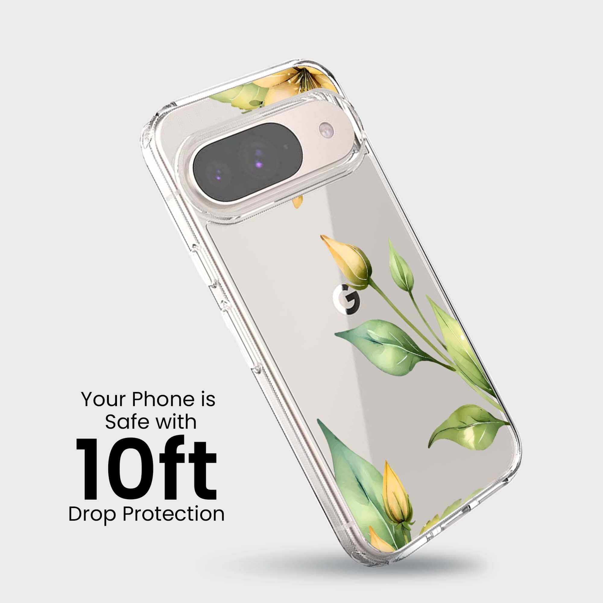 Google Pixel 9 Yellow Wildflower Clear Case