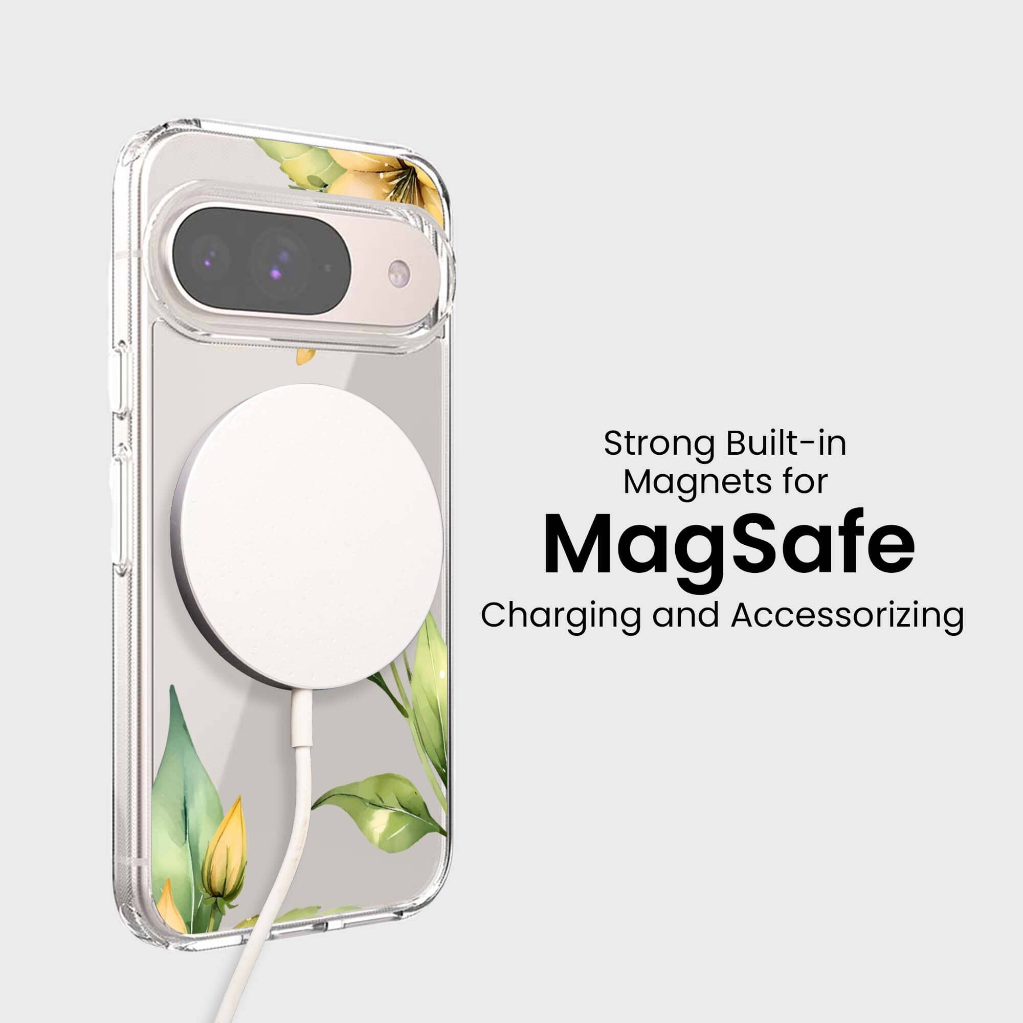 Google Pixel 9 Yellow Wildflower Clear Case