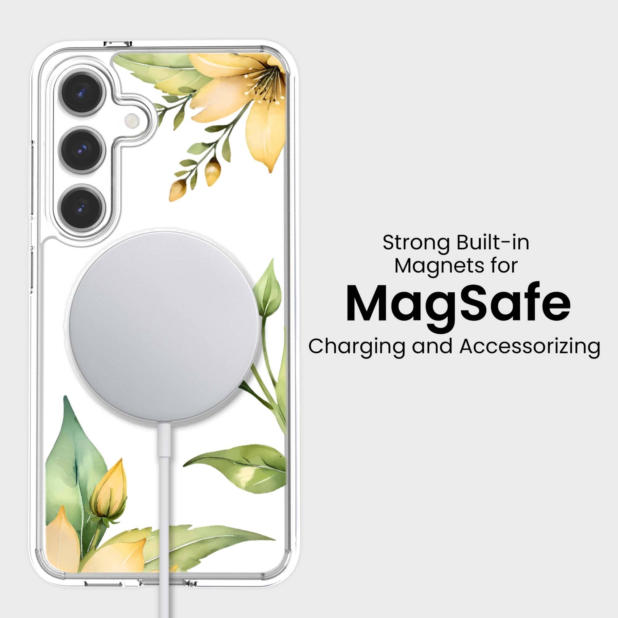 Samsung Galaxy S25 Yellow Wildflower Clear Case