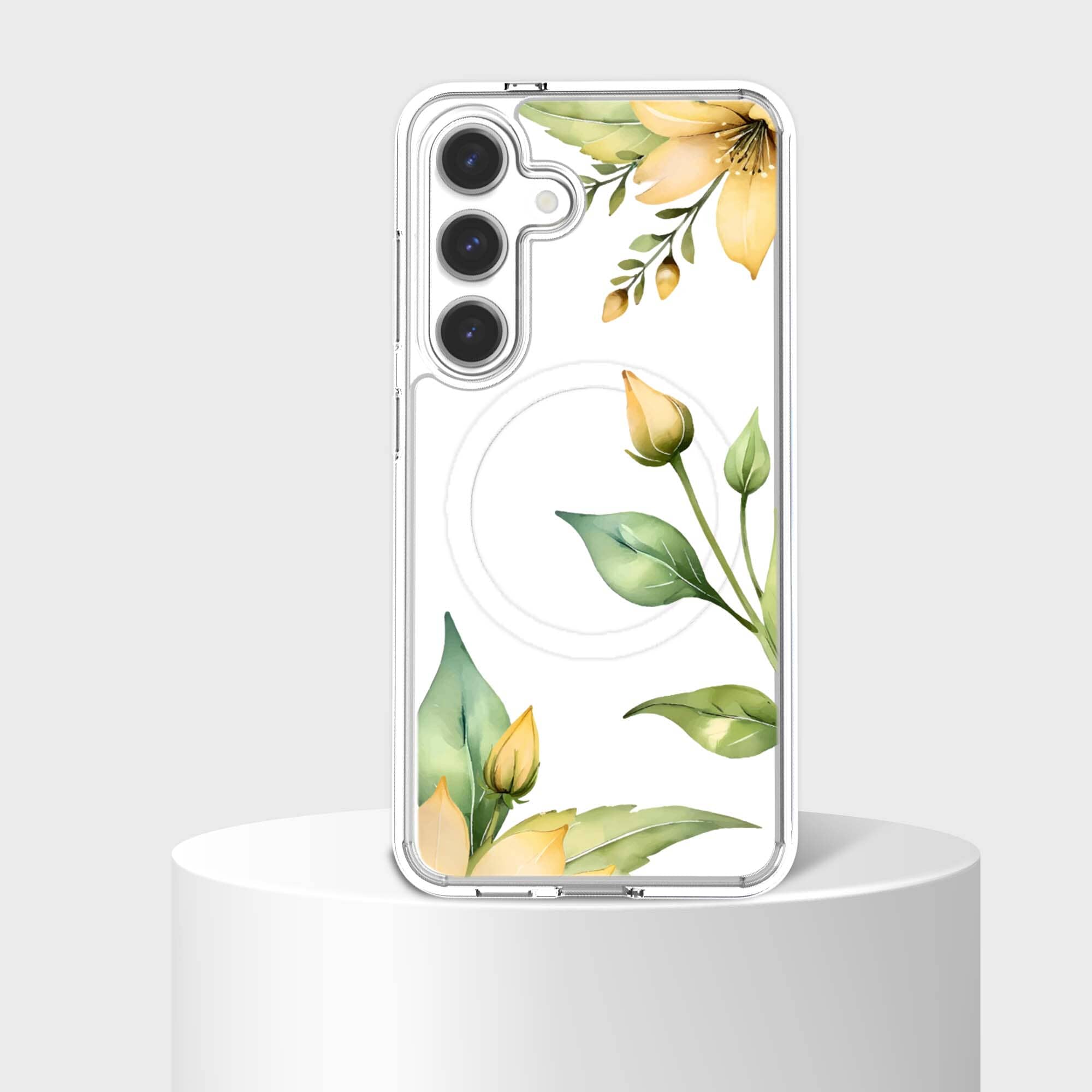 Samsung Galaxy S25 Yellow Wildflower Clear Case