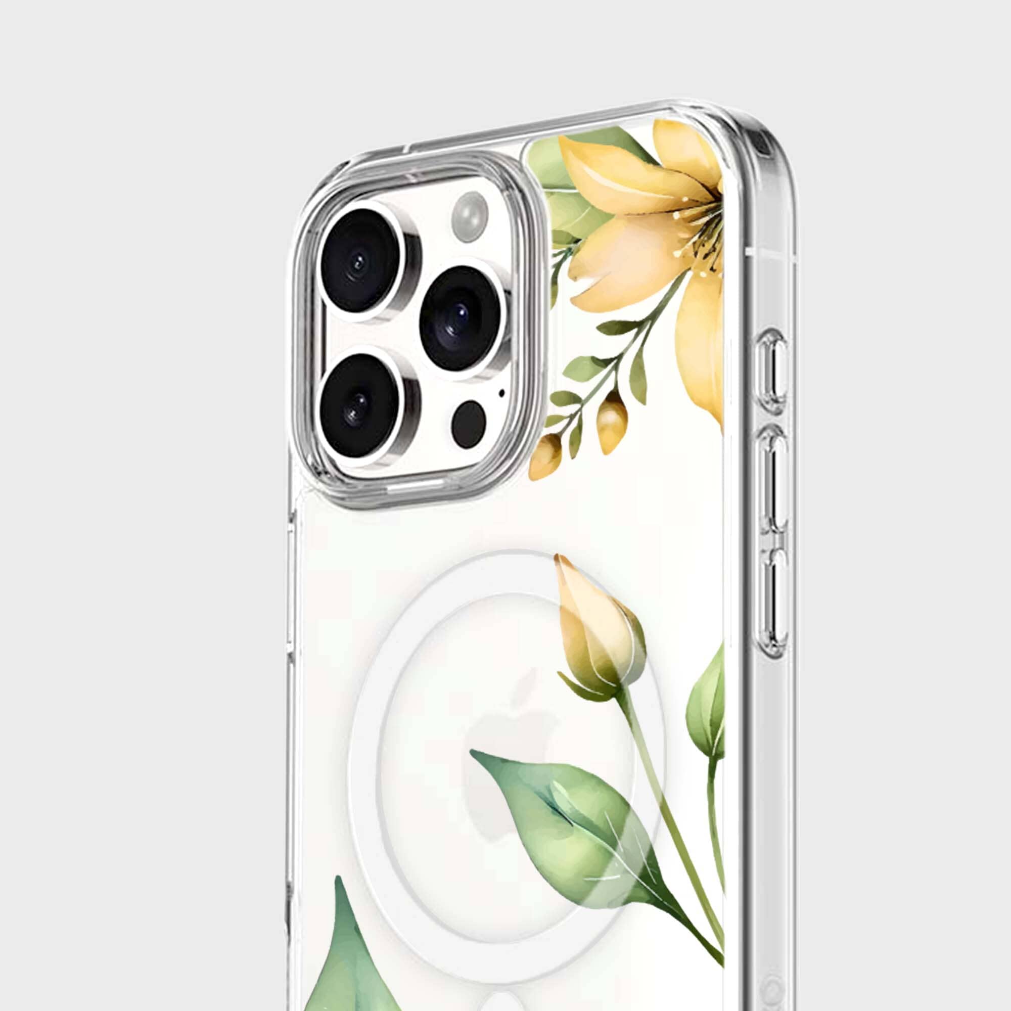 MagSafe iPhone 16 Pro Max Yellow Wildflower Clear Case