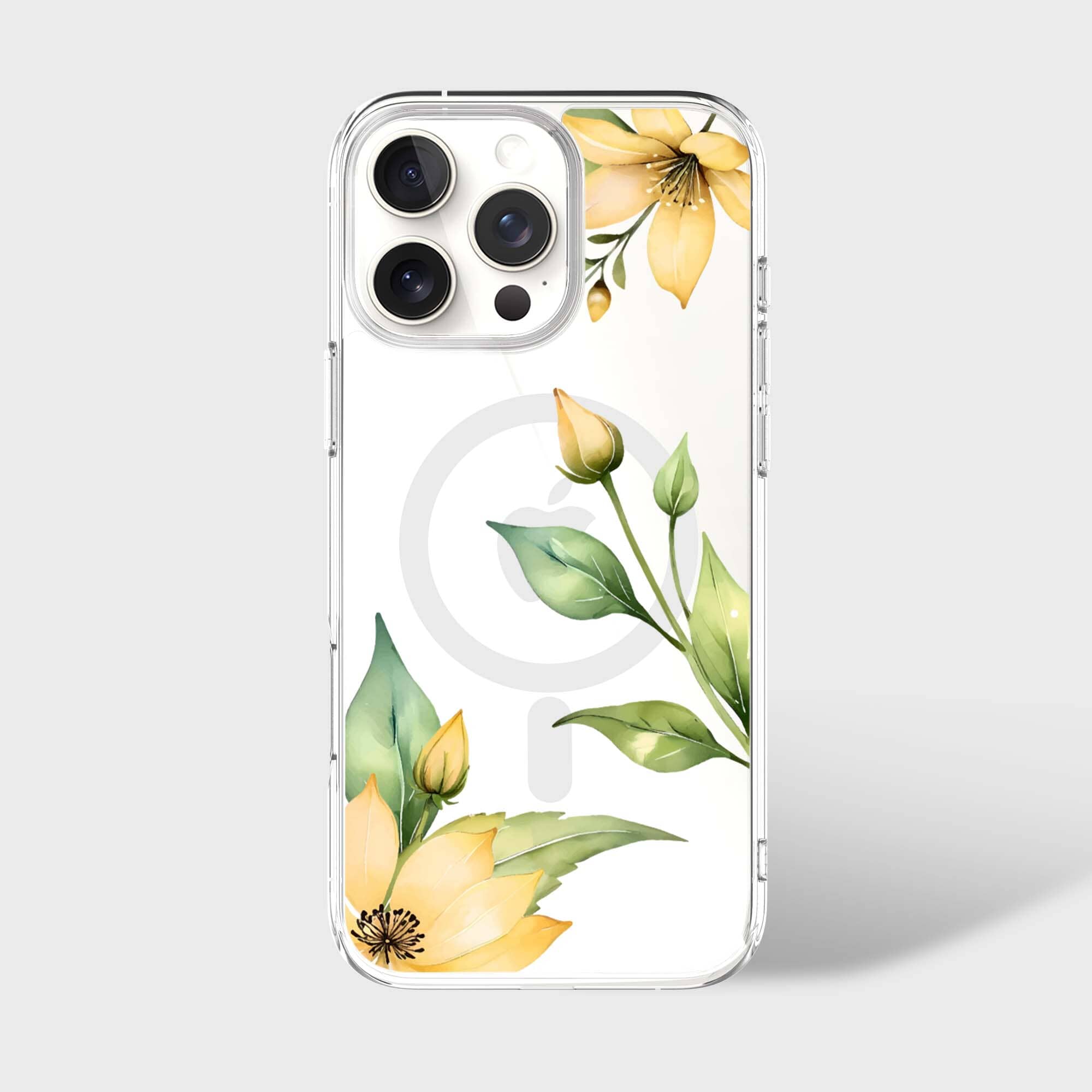 MagSafe iPhone 16 Pro Max Yellow Wildflower Clear Case