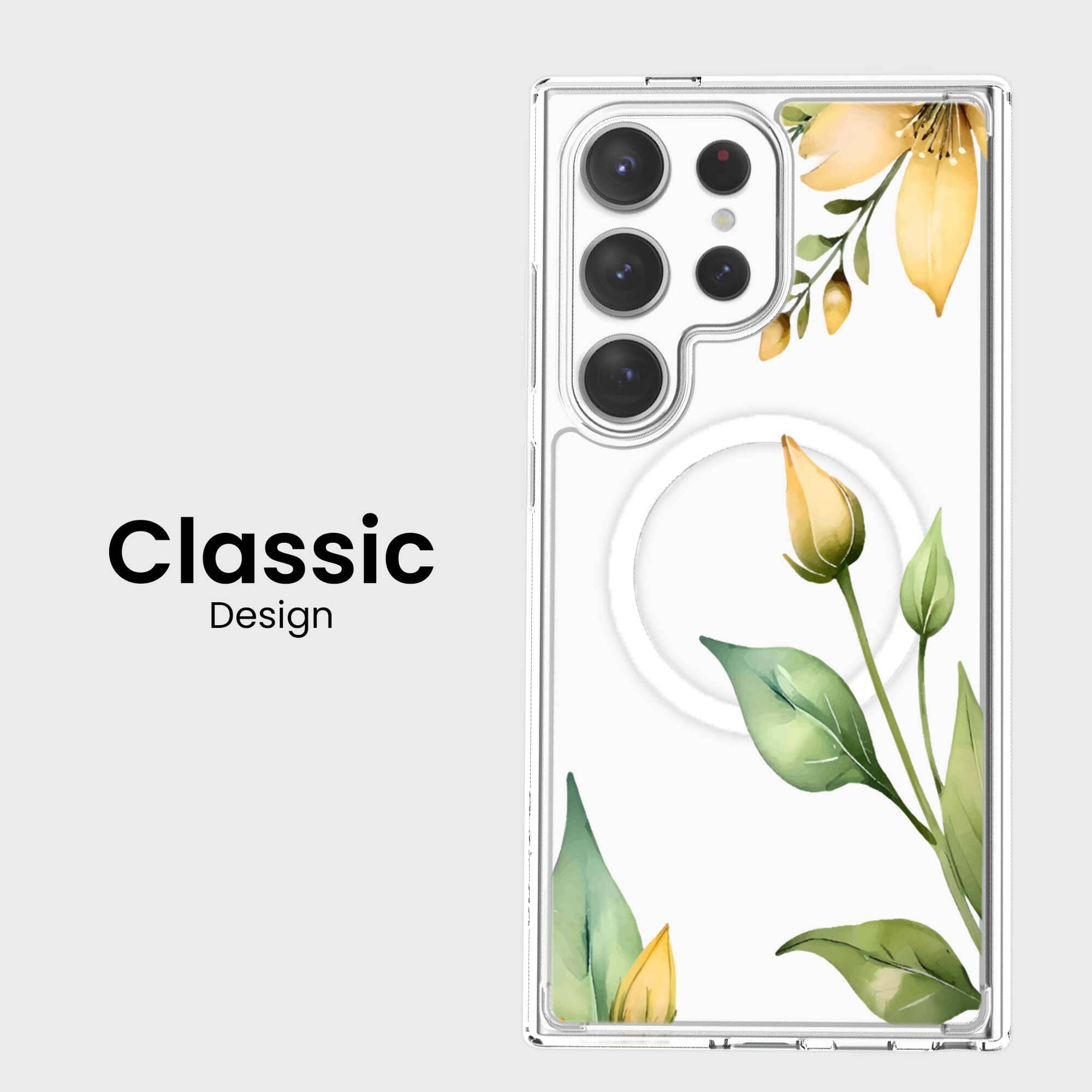 Samsung Galaxy S24 Ultra Yellow Wildflower Clear Case