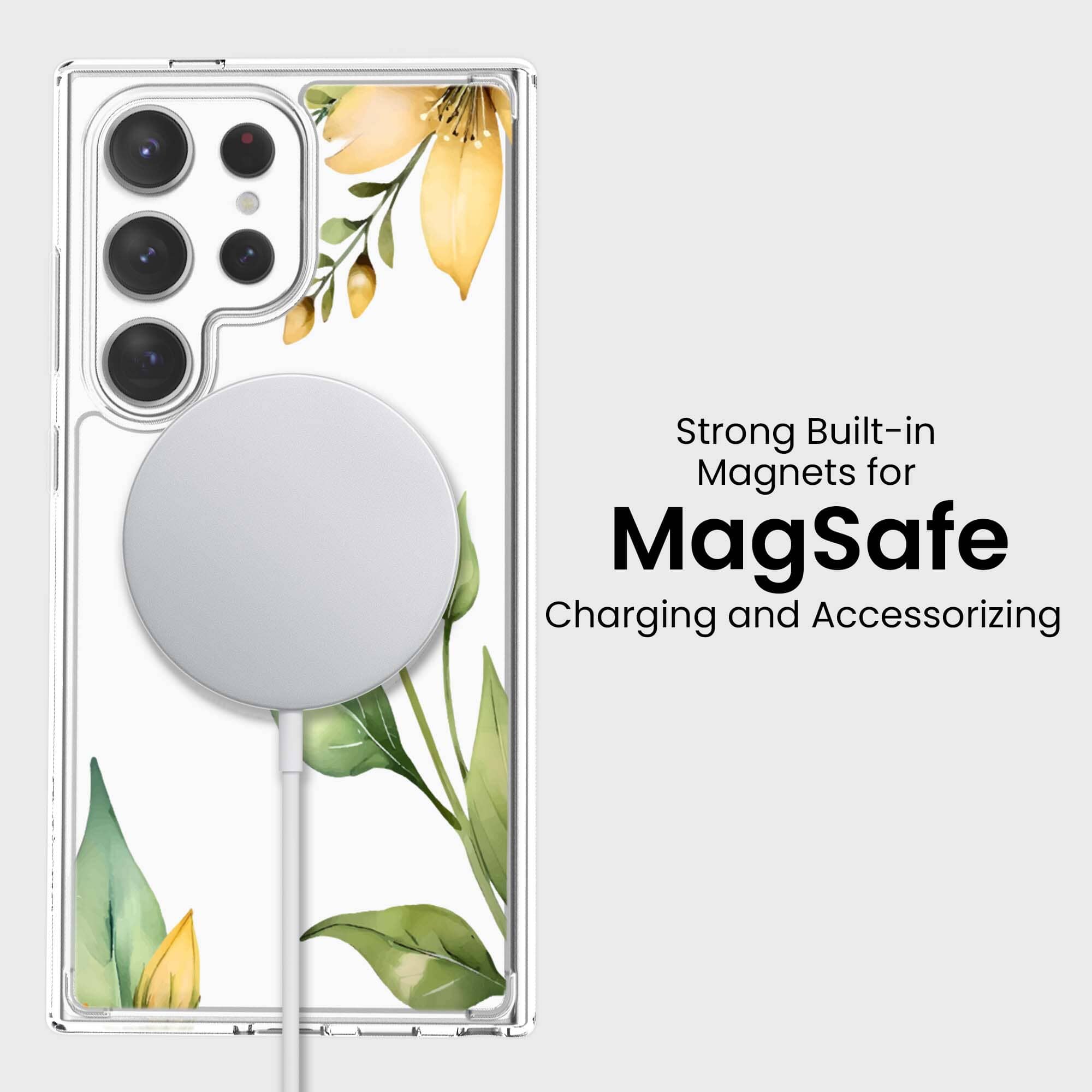 Samsung Galaxy S25 Ultra Yellow Wildflower Clear Case