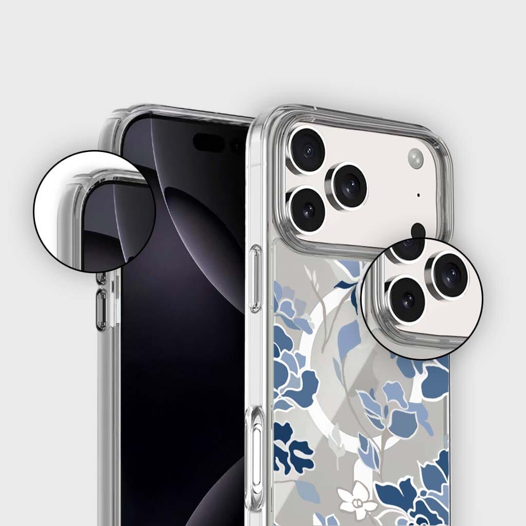 MagSafe iPhone 17 Pro Max Blue Pattern Clear Case