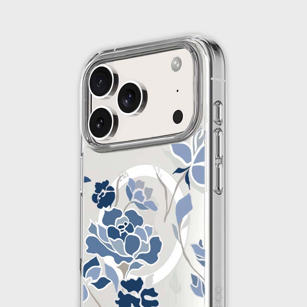 MagSafe iPhone 17 Pro Blue Pattern Clear Case