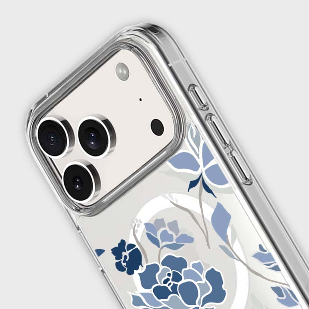 MagSafe iPhone 17 Pro Blue Pattern Clear Case
