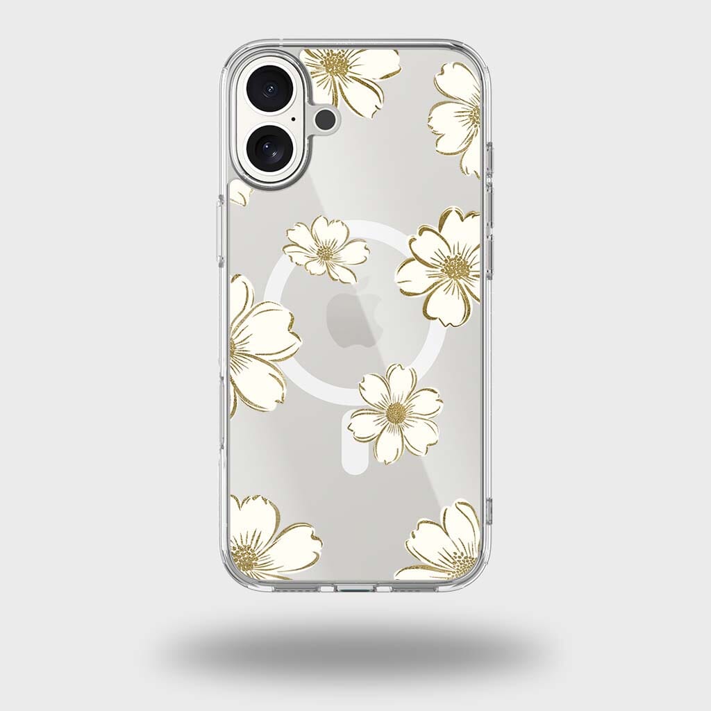 MagSafe iPhone 17 Gold Flower Clear Case