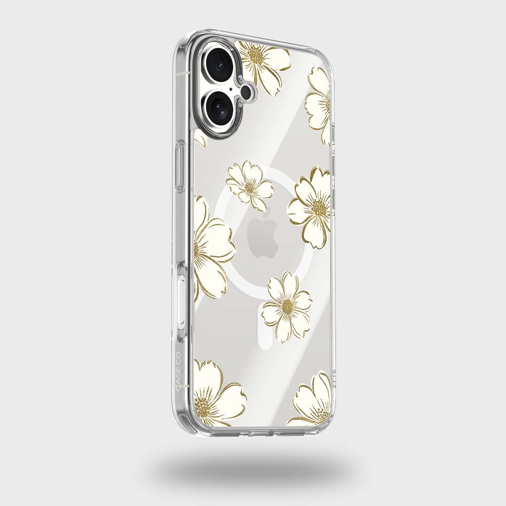 MagSafe iPhone 17 Gold Flower Clear Case