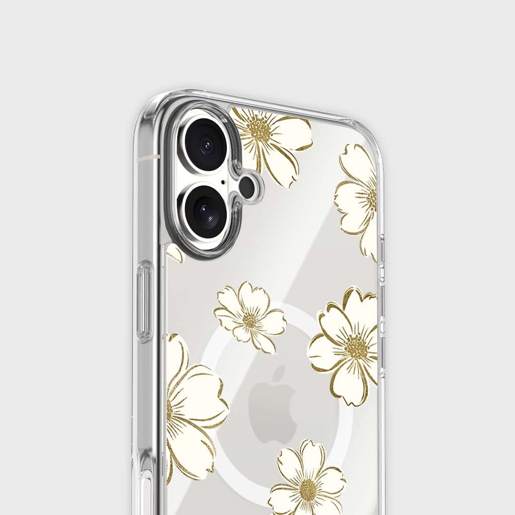 MagSafe iPhone 17 Gold Flower Clear Case