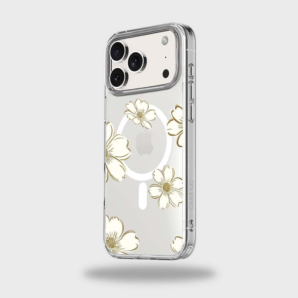 MagSafe iPhone 17 Pro Gold Flower Clear Case
