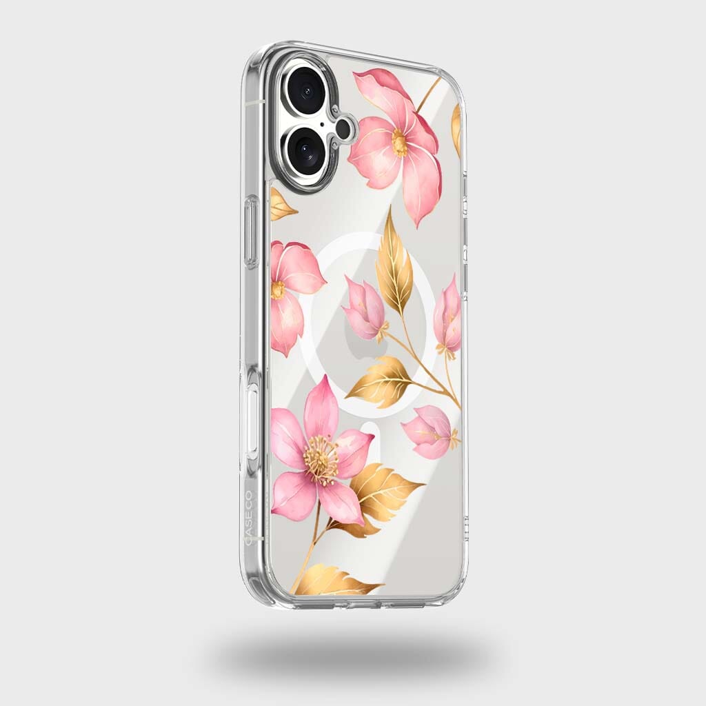 MagSafe iPhone 17 Pink Wildflower Clear Case