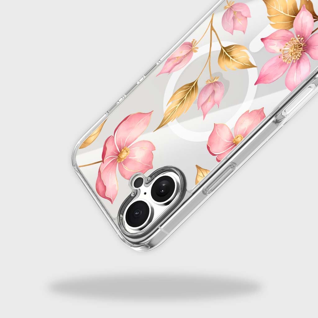 MagSafe iPhone 17 Pink Wildflower Clear Case