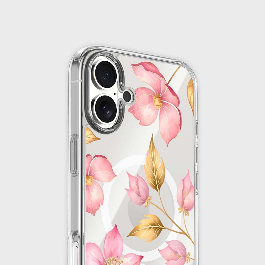 MagSafe iPhone 17 Pink Wildflower Clear Case