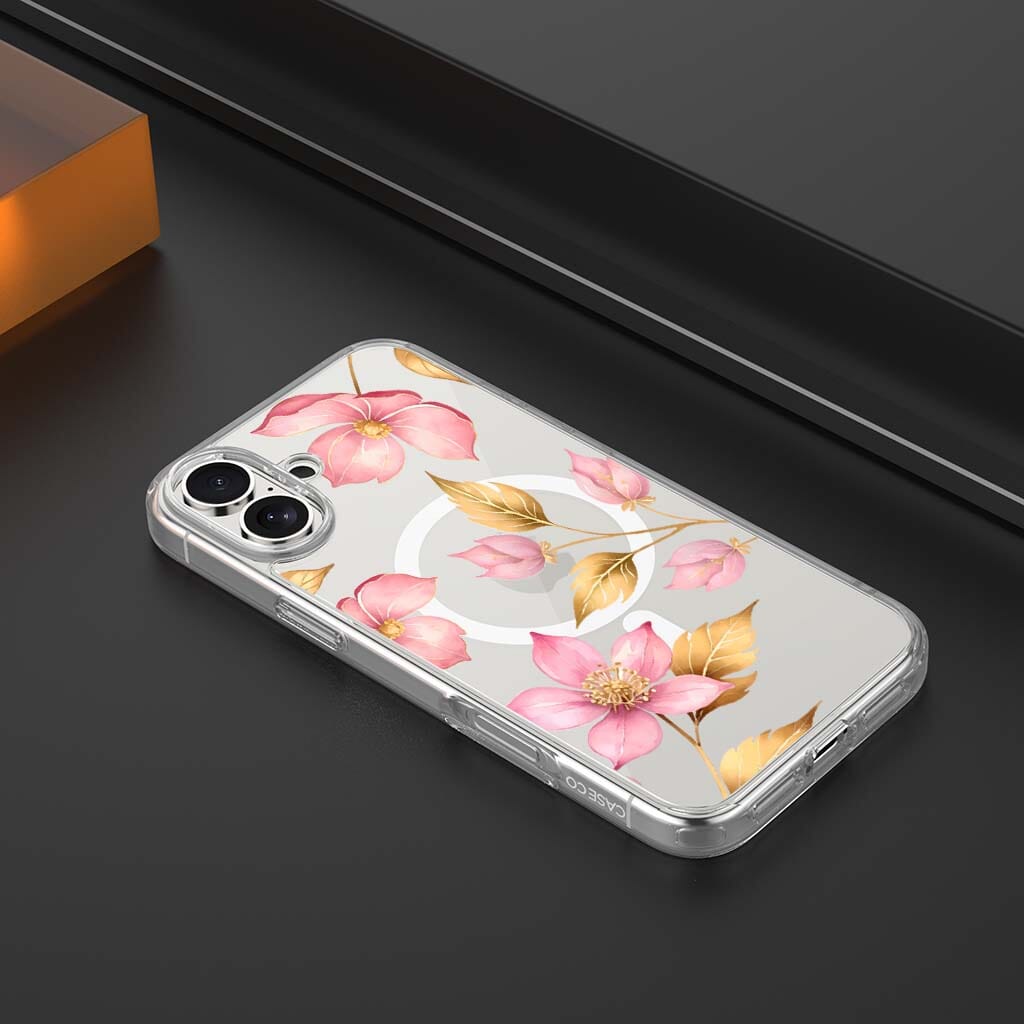 MagSafe iPhone 17 Pink Wildflower Clear Case