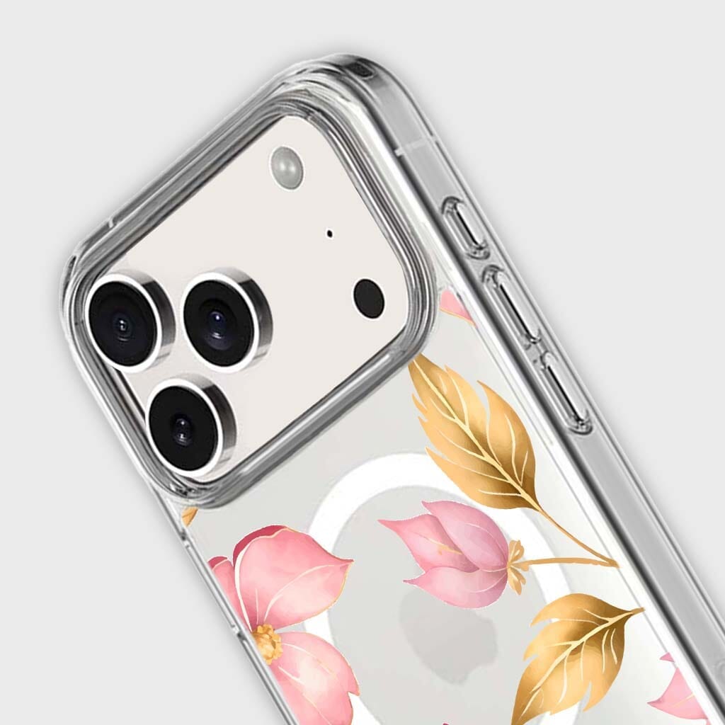 iPhone 17 Pro Max Pink Wildflower Clear Case With MagSafe
