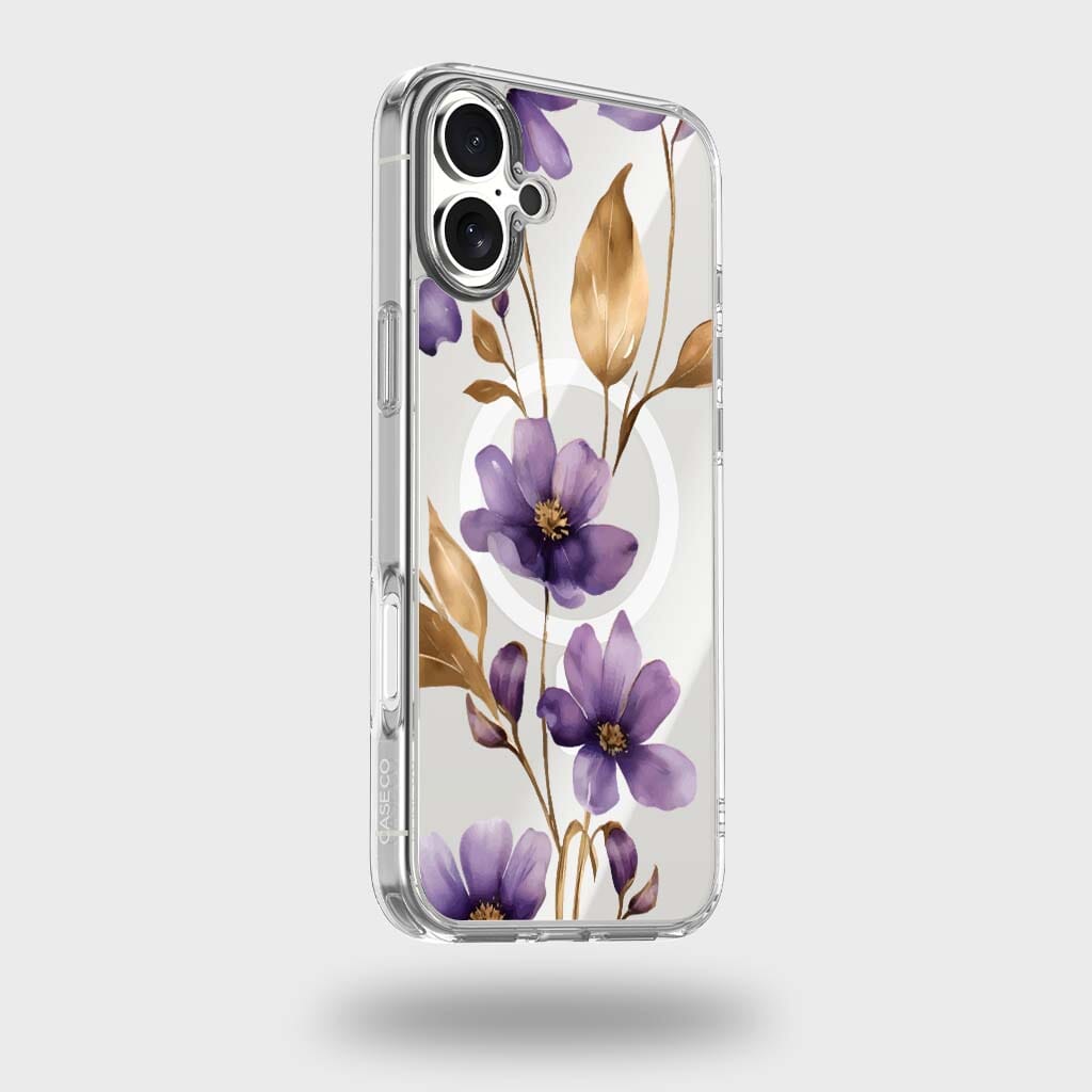 MagSafe iPhone 17 Purple Wildflower Clear Case
