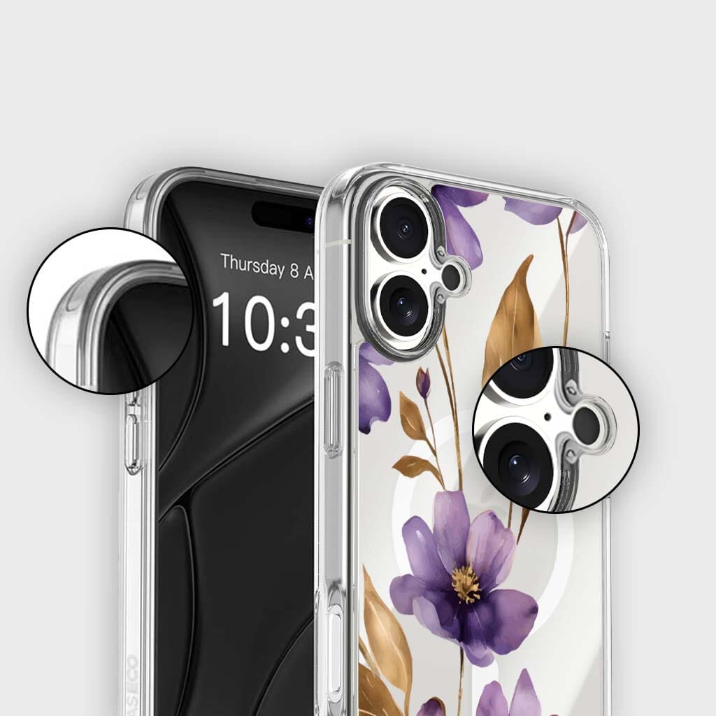 MagSafe iPhone 17 Purple Wildflower Clear Case