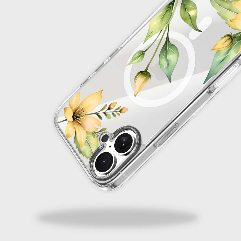 MagSafe iPhone 17 Yellow Wildflower Clear Case