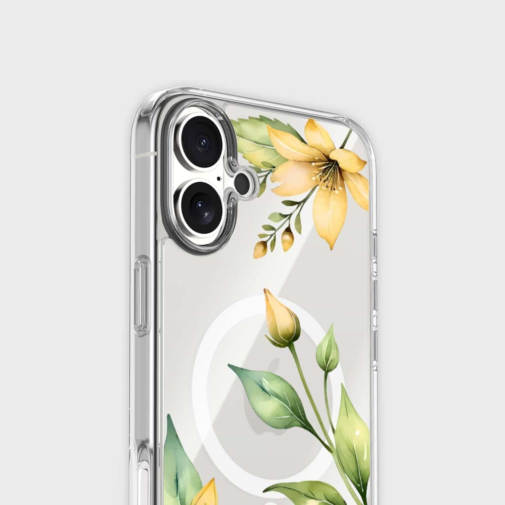 MagSafe iPhone 17 Yellow Wildflower Clear Case