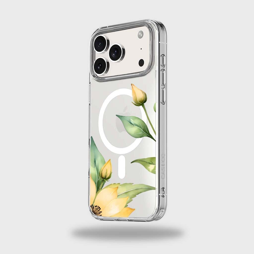 MagSafe iPhone 17 Pro Max Yellow Wildflower Clear Case