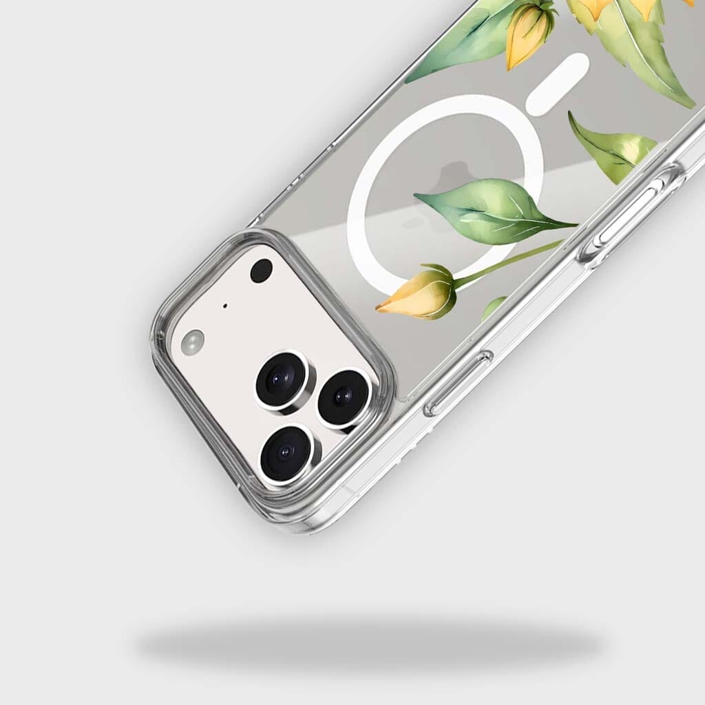 MagSafe iPhone 17 Pro Yellow Wildflower Clear Case
