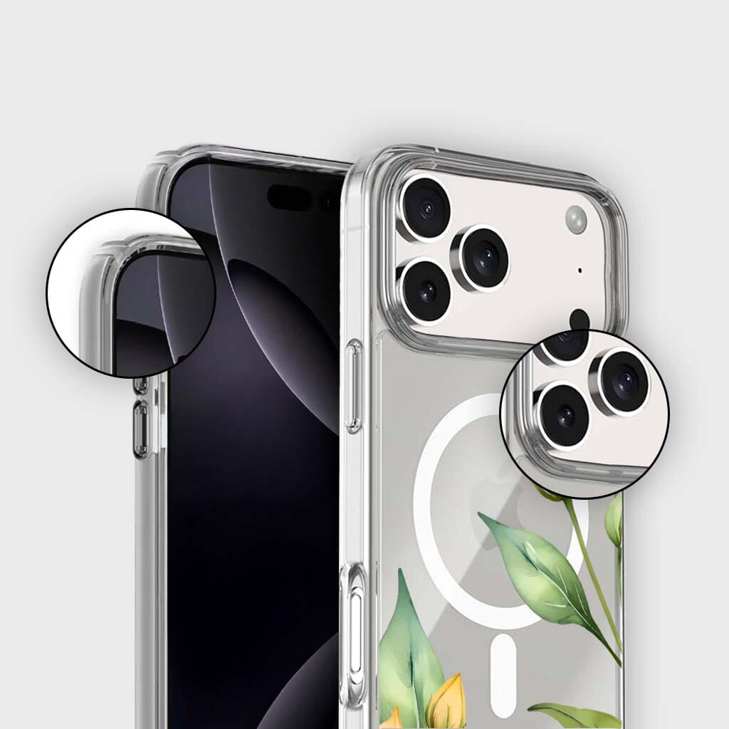 MagSafe iPhone 17 Pro Max Yellow Wildflower Clear Case