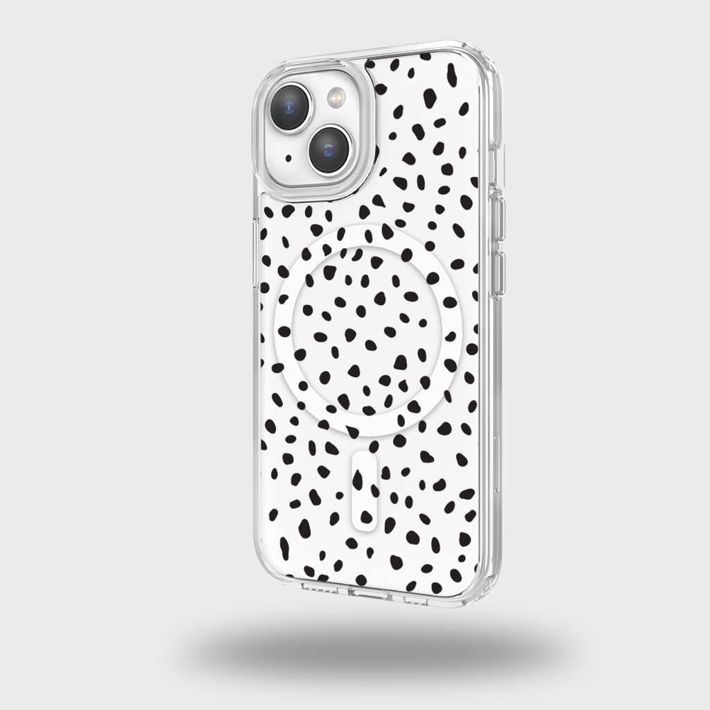 MagSafe iPhone 13 White Polka Dots Case | 10ft Drop, 2mm Lip Caseco Inc MagSafe iPhone 13 White Polka Dots Case | 10ft Drop, 2mm Lip Caseco Inc