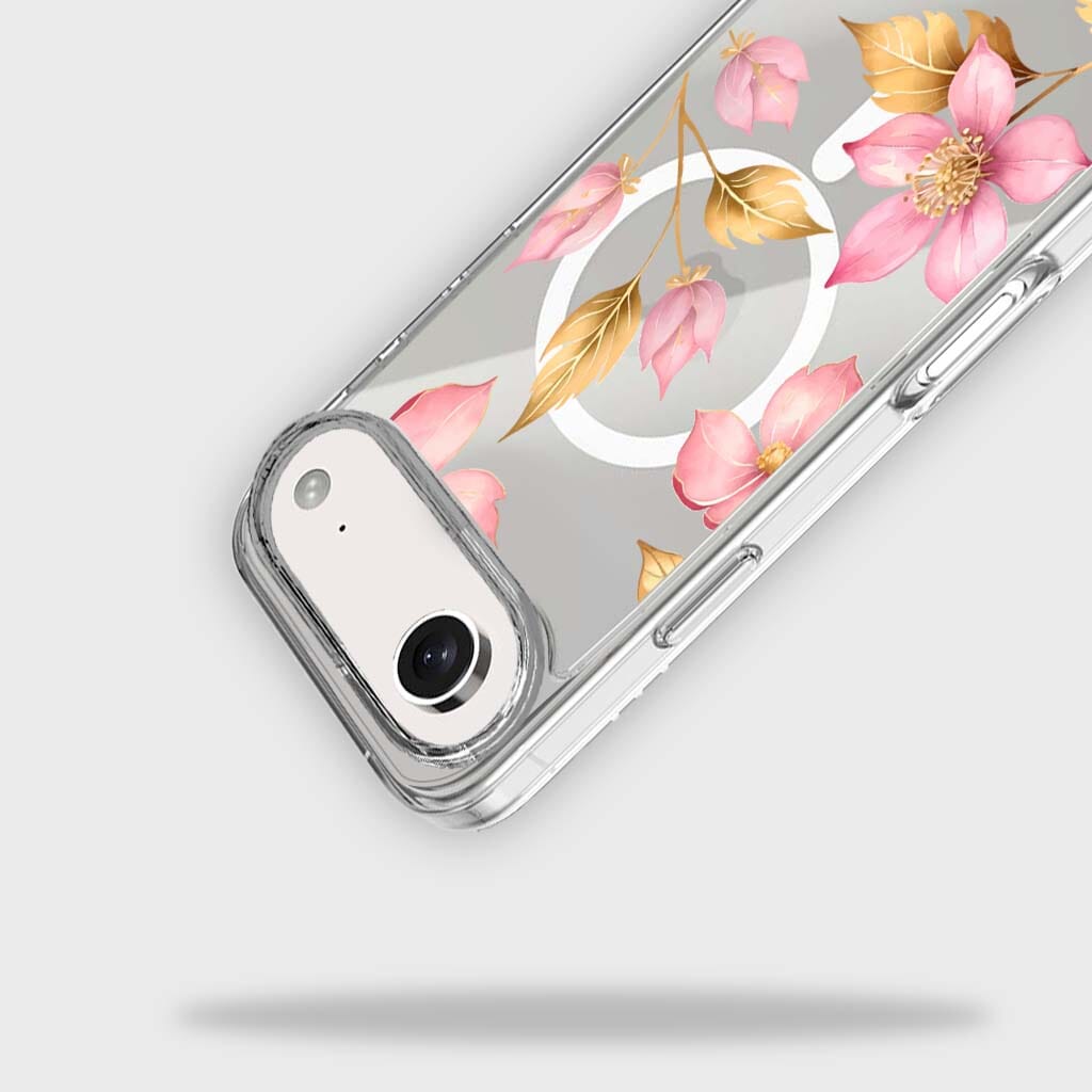 iPhone Air Pink Wildflower Clear Case With MagSafe