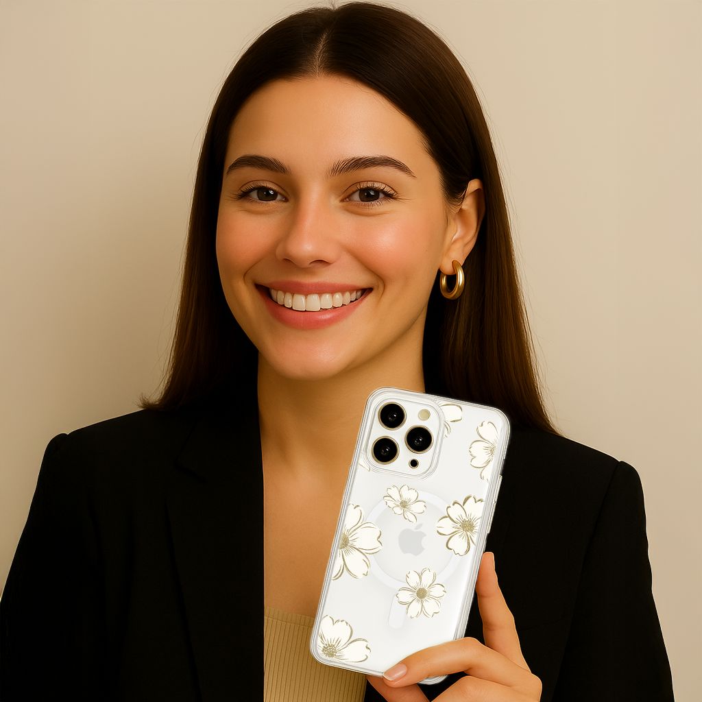 MagSafe iPhone 16 Pro Max Gold Pattern Clear Case