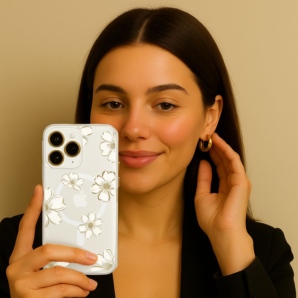 MagSafe iPhone 16 Gold Pattern Clear Case