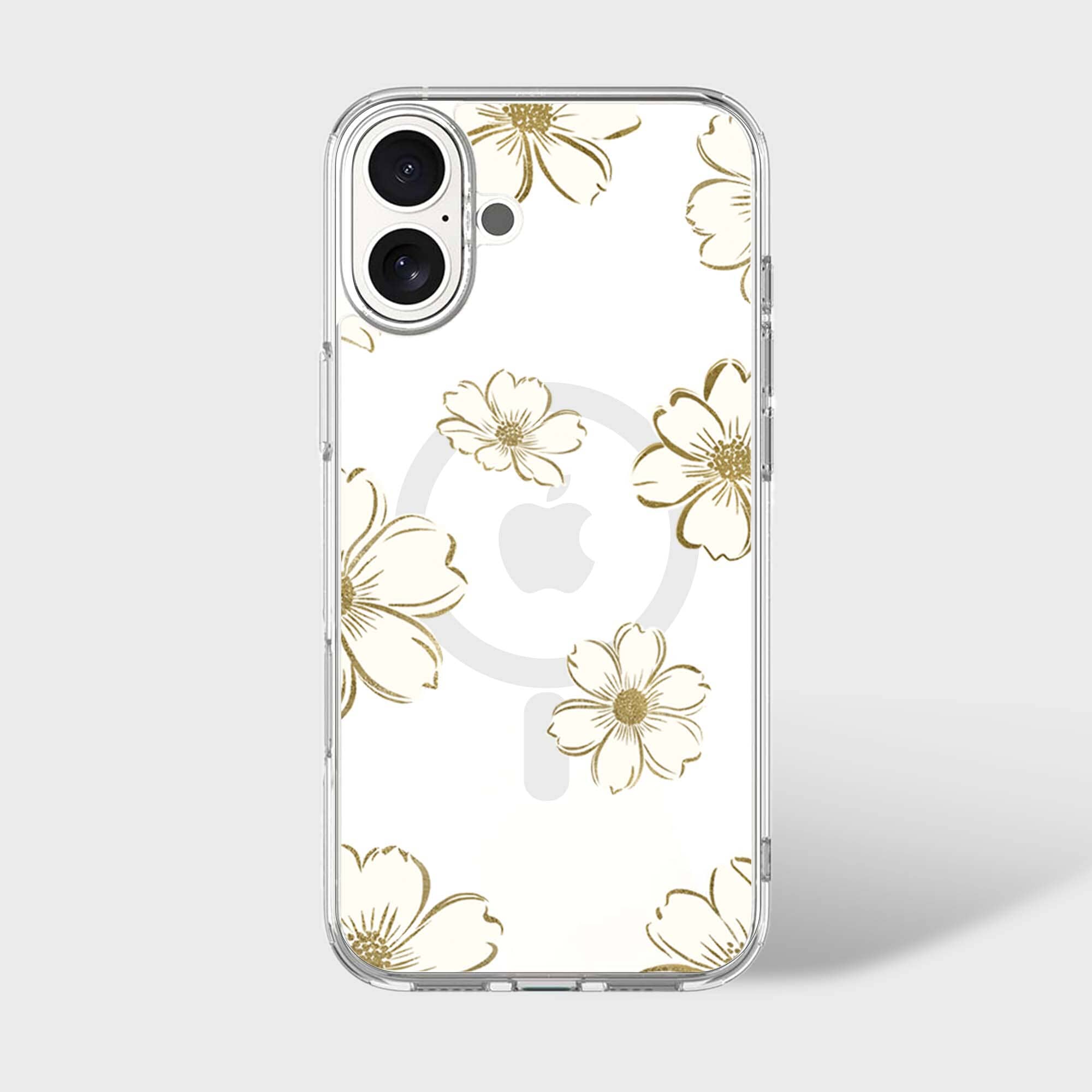 MagSafe iPhone 16 Gold Pattern Clear Case