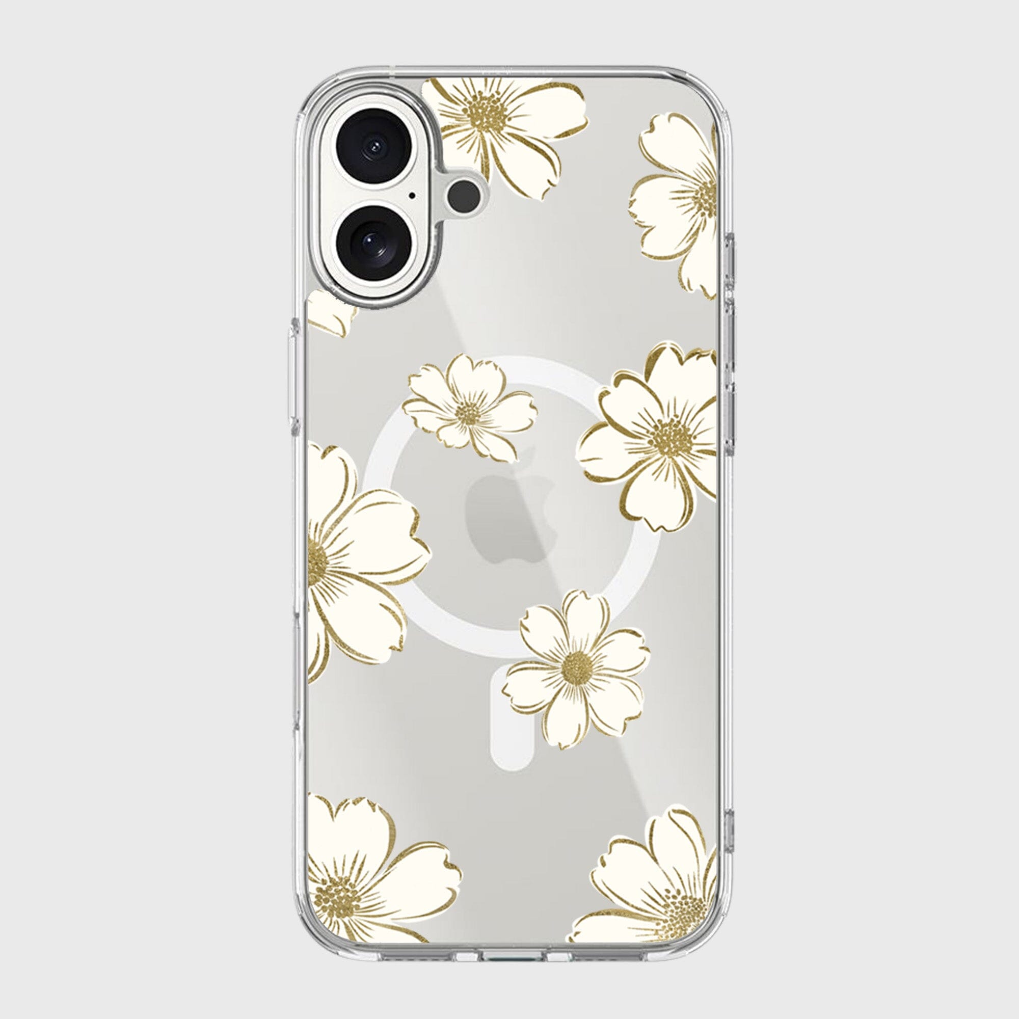 MagSafe iPhone 17 Gold Flower Clear Case
