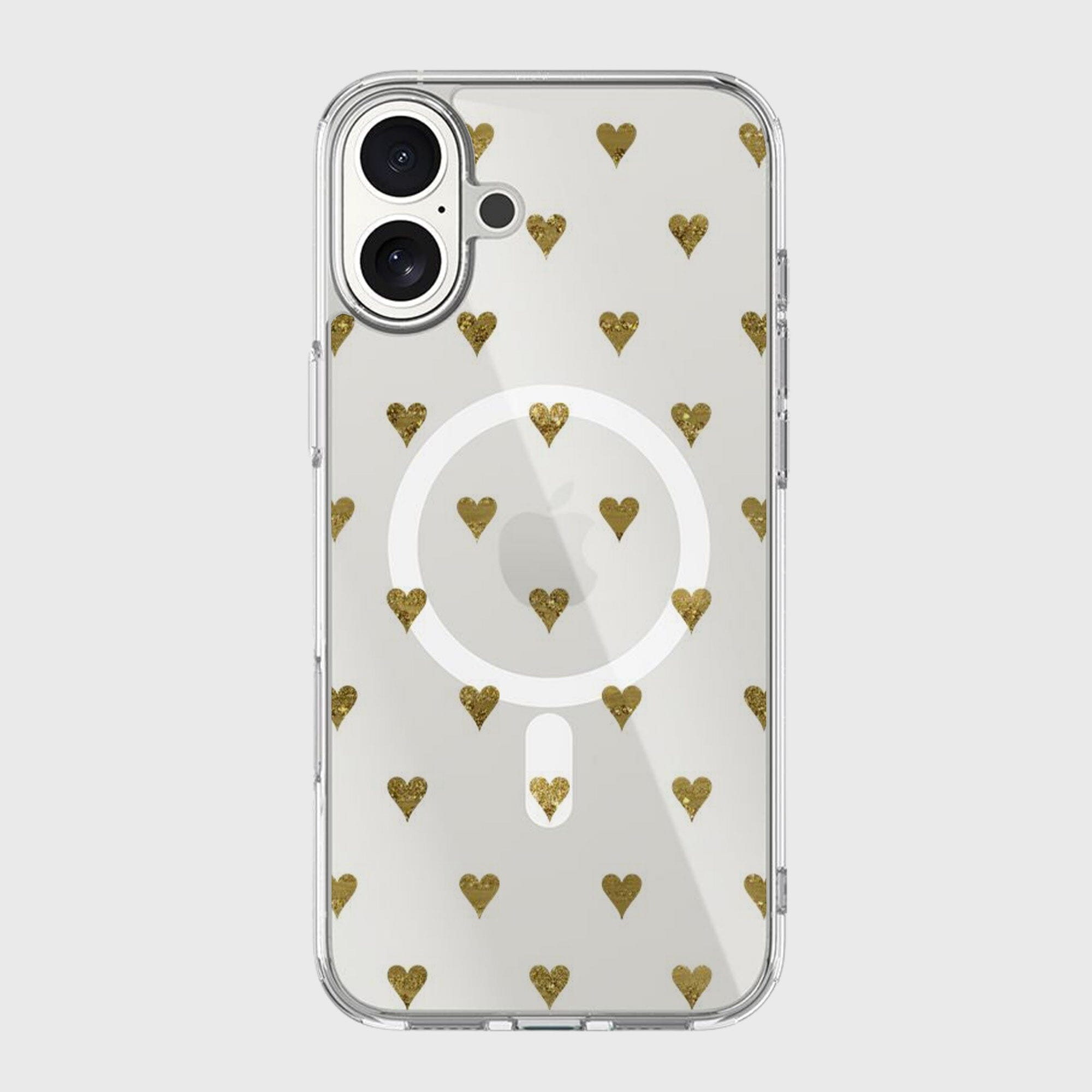 MagSafe iPhone 17 Gold Hearts Clear Case