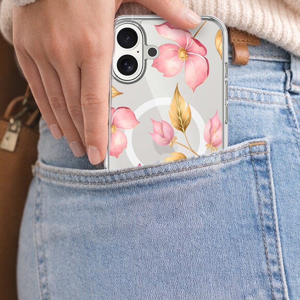 MagSafe iPhone 17 Pink Wildflower Clear Case