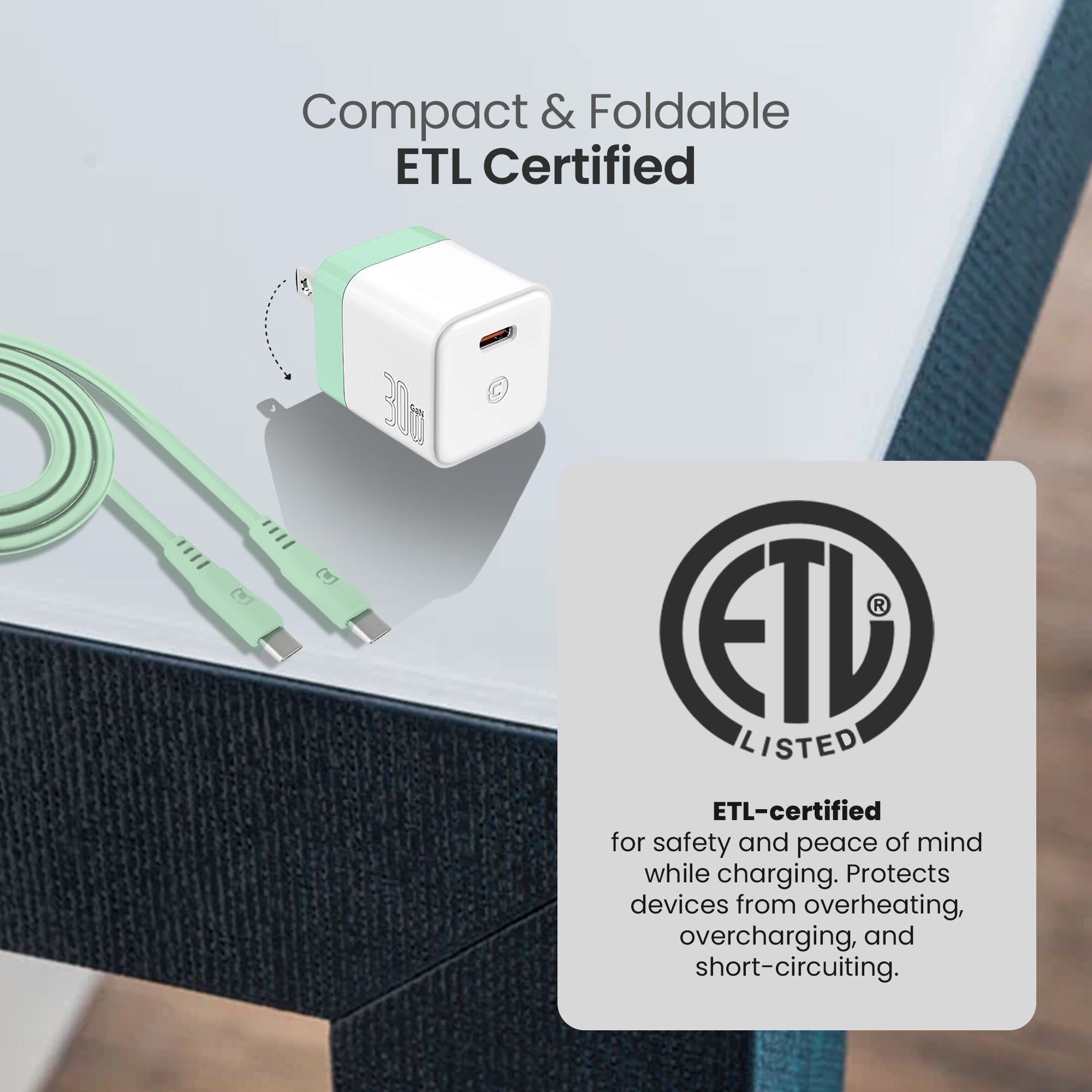 GaN 30W Wall Charger with 100W Type C to Type C Cable