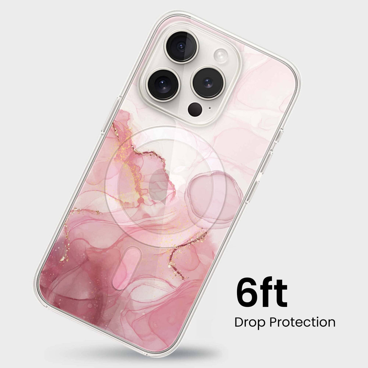 iPhone 15 Pro Max Case With MagSafe - Pink Marble