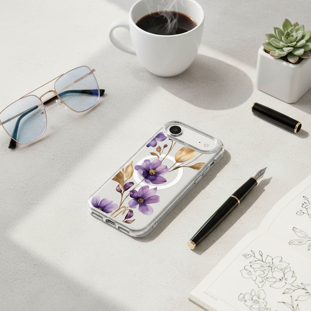 iPhone Air Purple Wildflower Clear Case With MagSafe