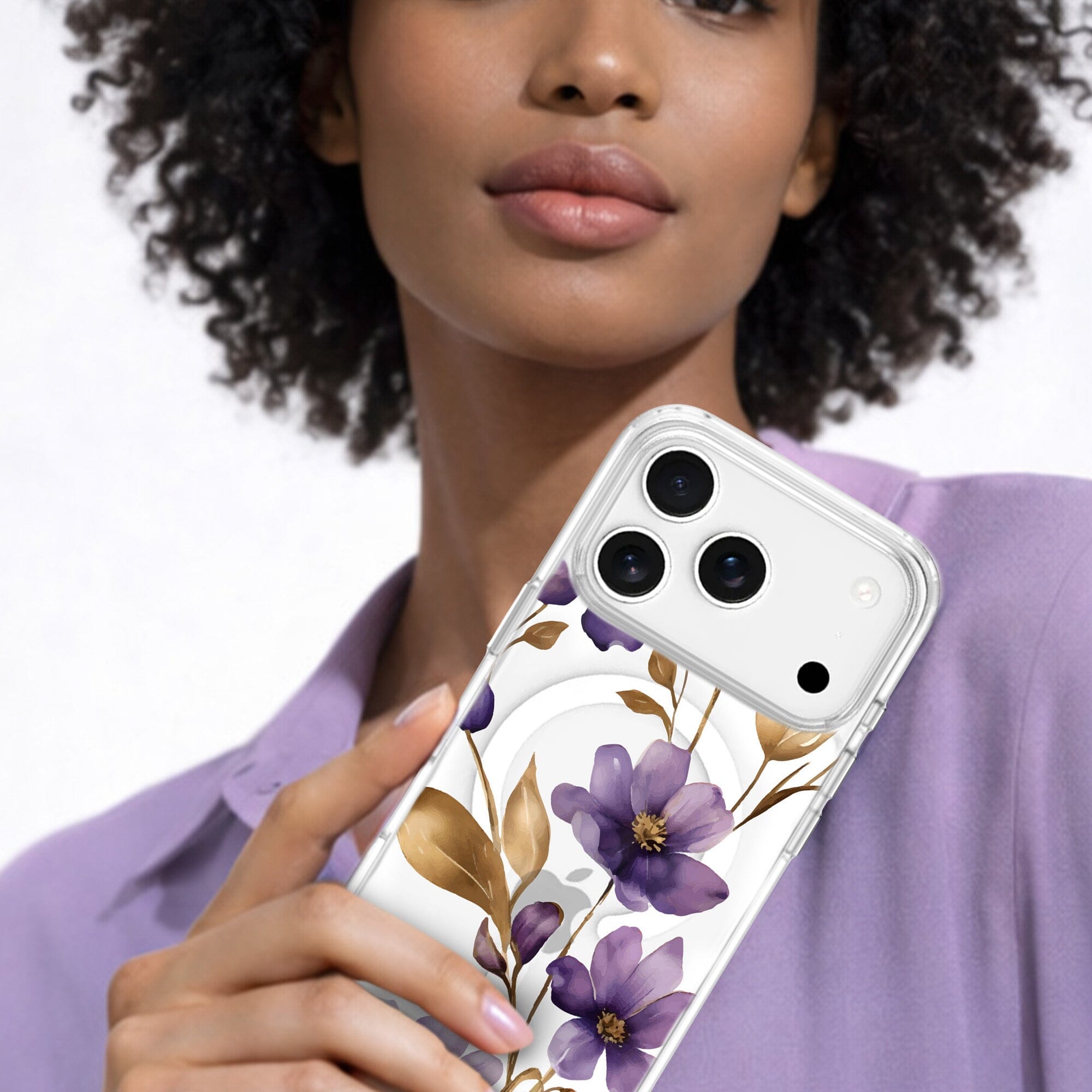 iPhone 17 Pro Max Purple Wildflower Clear Case with MagSafe | 10