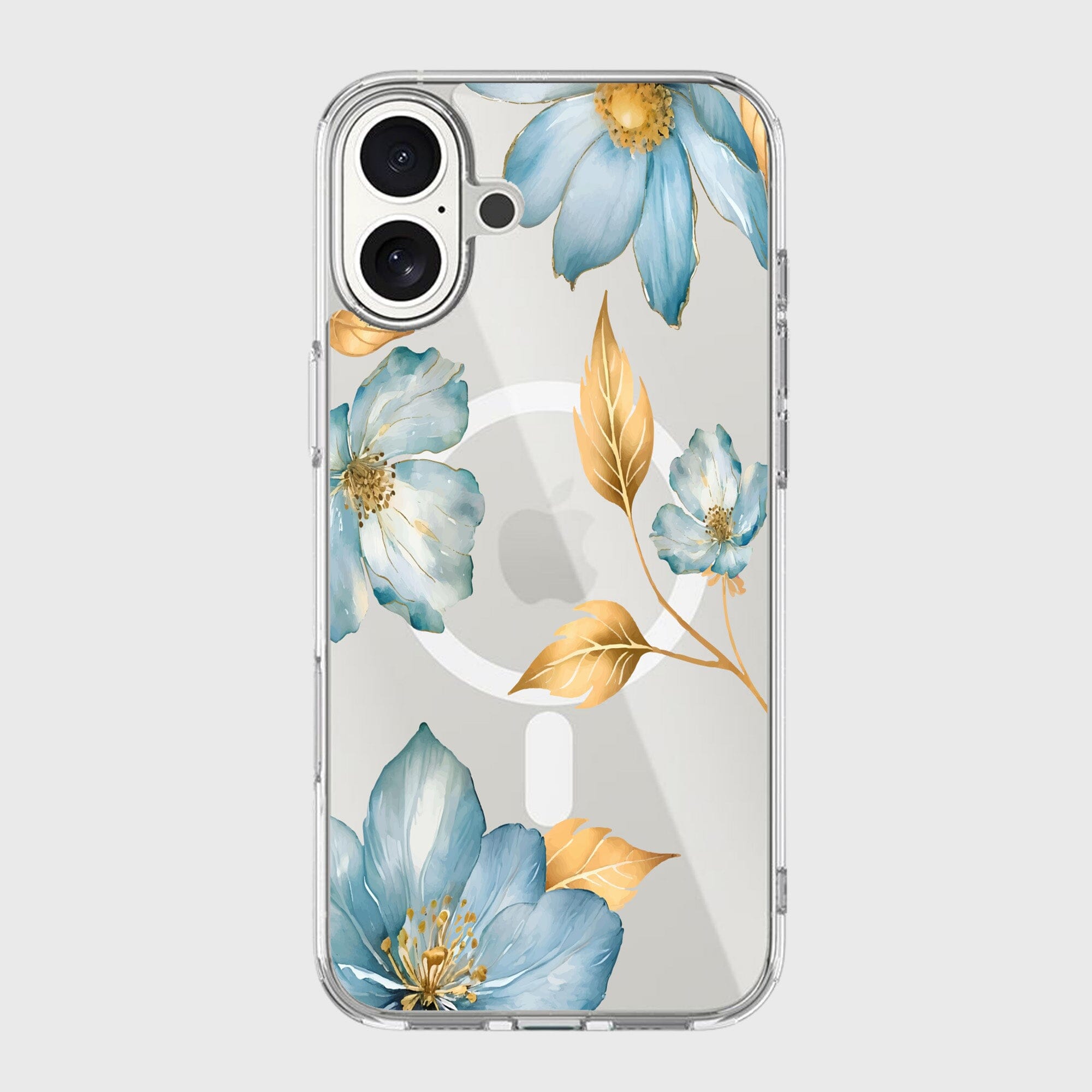 MagSafe iPhone 17 Blue Wildflower Clear Case