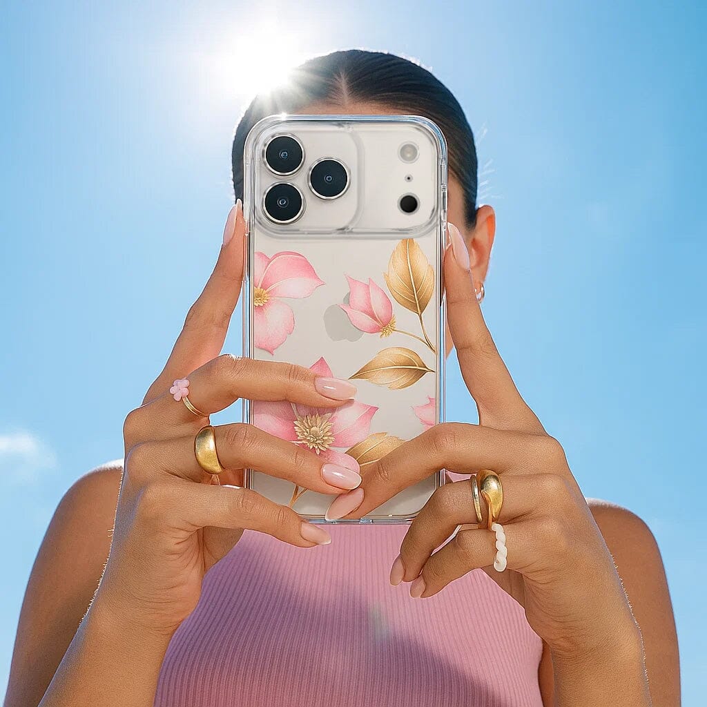 iPhone 17 Pro Max Pink Wildflower Clear Case with MagSafe | 10‑ft