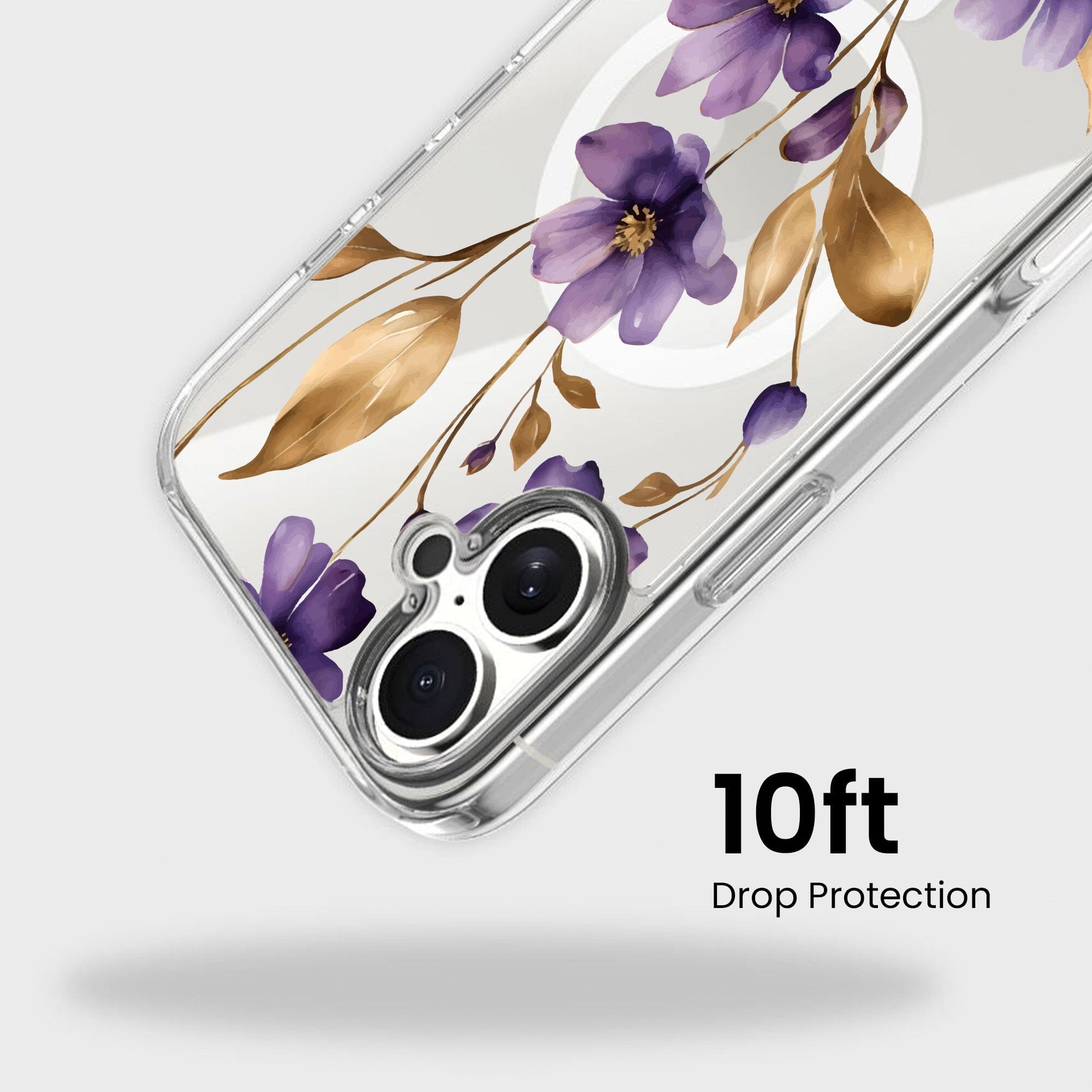 MagSafe iPhone 17 Purple Wildflower Clear Case