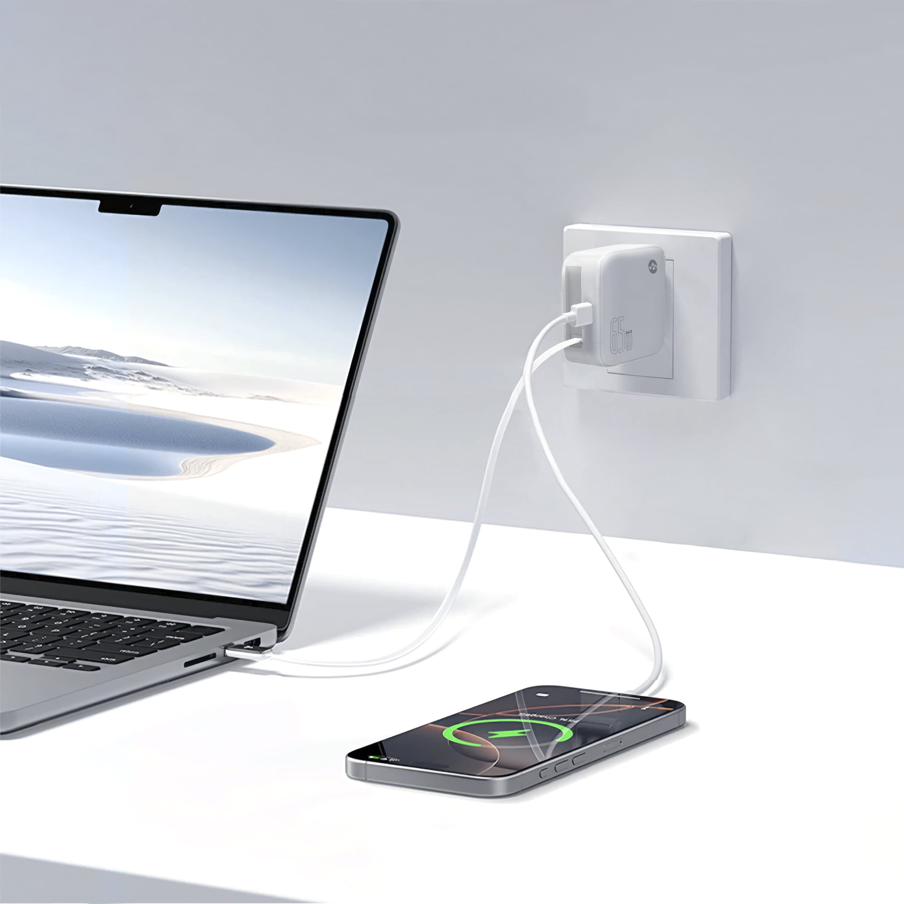 Retract - 65W Foldable Wall Charger with Built-in 100W USB-C Cable